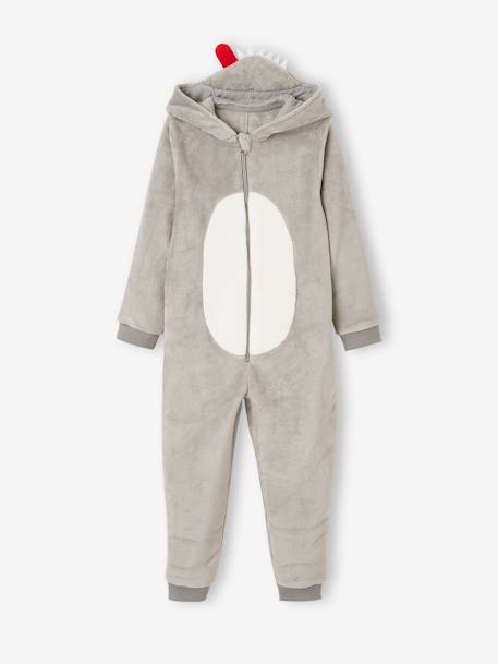 Wolf Onesie for Boys GREY LIGHT SOLID WITH DESIGN 