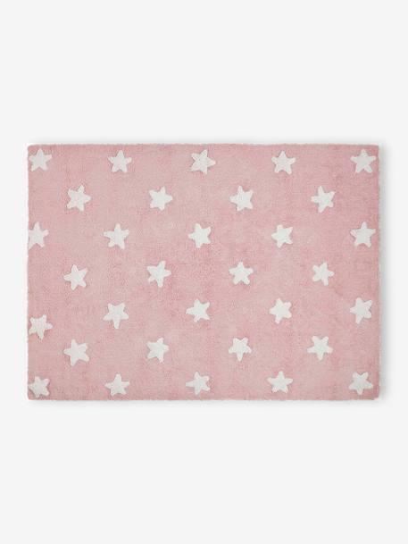 Washable Rectangular Cotton Rug with Stars by LORENA CANALS blue+rose 