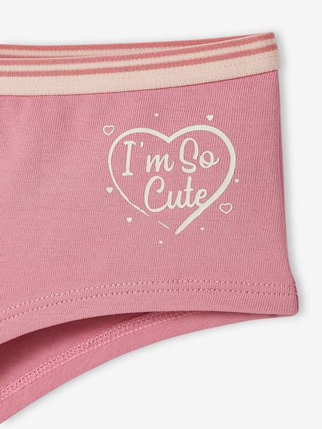 Pack of 5 Hearts Shorties for Girls PINK LIGHT ALL OVER PRINTED 