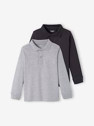 Boys-Pack of 2 Long-Sleeved Polo Shirts for Boys