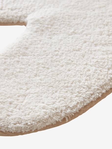 Bathroom Rug in Towelling, Flower WHITE LIGHT SOLID WITH DESIGN 