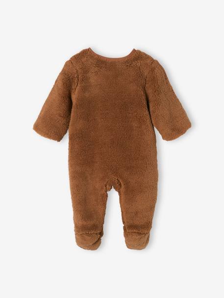 'Panda' Pramsuit in Faux Fur, for Baby Boys BROWN MEDIUM SOLID WITH DESIGN+White 