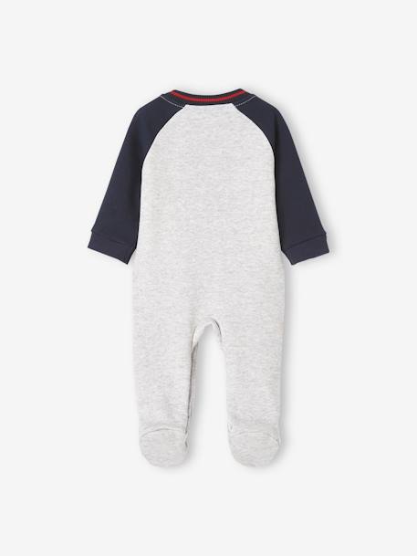 Fleece Sleepsuit with Opening on the Front, for Baby Boys GREY MEDIUM SOLID WITH DESIGN 