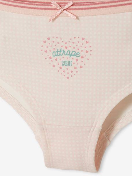 Pack of 5 Hearts Shorties for Girls PINK LIGHT ALL OVER PRINTED 