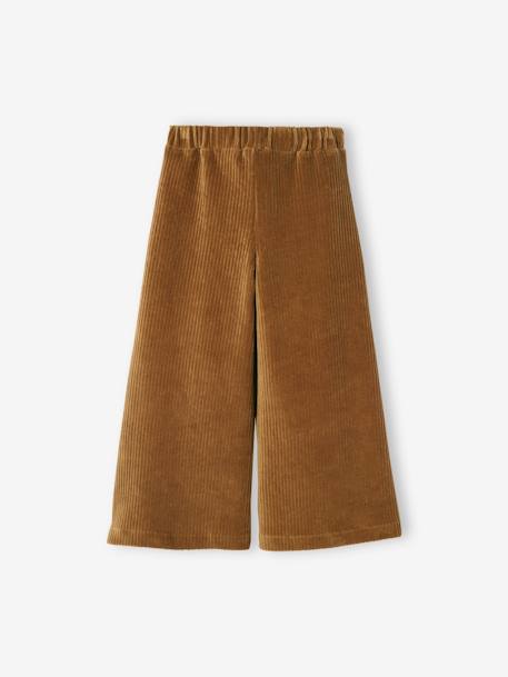 Wide Corduroy Trousers for Girls BROWN MEDIUM SOLID+fir green+plum 