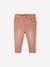 Embroidered Slim Leg Trousers in Stretchy Cotton, for Babies BROWN MEDIUM SOLID WITH DESIGN 