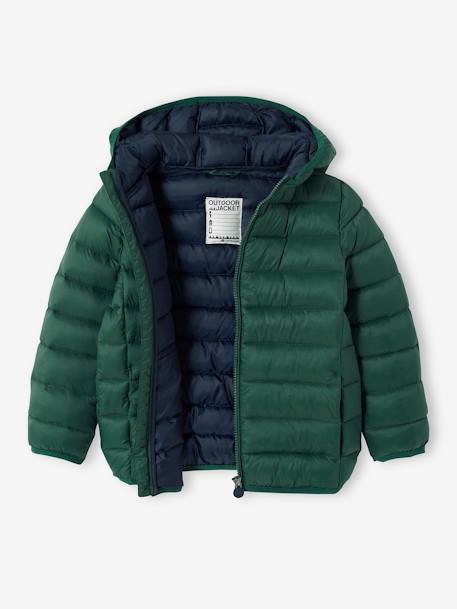 Lightweight Jacket with Recycled Polyester Padding & Hood for Boys BEIGE DARK SOLID WITH DESIGN+denim blue+English green+green+GREEN DARK SOLID WITH DESIGN+navy blue+petrol blue 