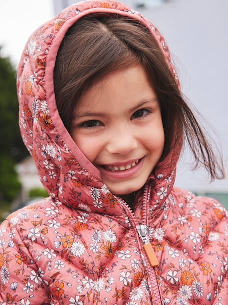 Lightweight Padded Jacket with Hood & Printed Motifs for Girls 6386+6636+PINK MEDIUM ALL OVER PRINTED+YELLOW MEDIUM ALL OVER PRINTED 