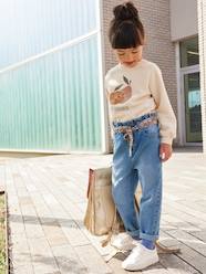 Paperbag Jeans + Floral Belt, for Girls