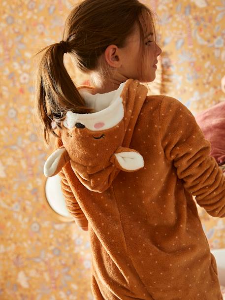 Fox Onesie for Girls BROWN LIGHT SOLID WITH DESIGN 