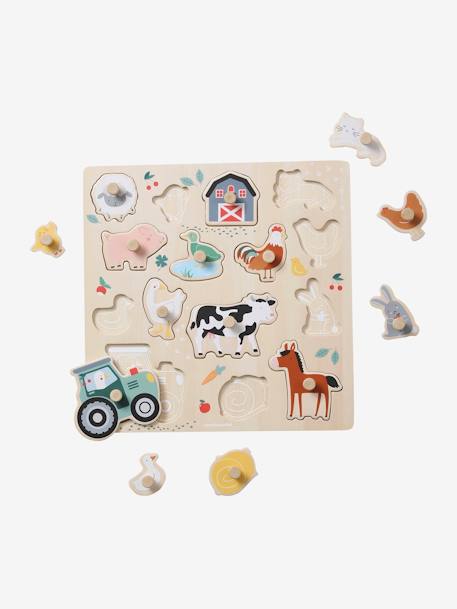 Lovely Farm Peg Puzzle in FSC® Wood BEIGE LIGHT SOLID WITH DESIGN 