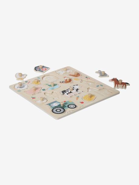 Lovely Farm Peg Puzzle in FSC® Wood BEIGE LIGHT SOLID WITH DESIGN 