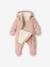 Velour Pramsuit, Double Fastening, for Babies PINK LIGHT SOLID 