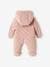 Velour Pramsuit, Double Fastening, for Babies PINK LIGHT SOLID 