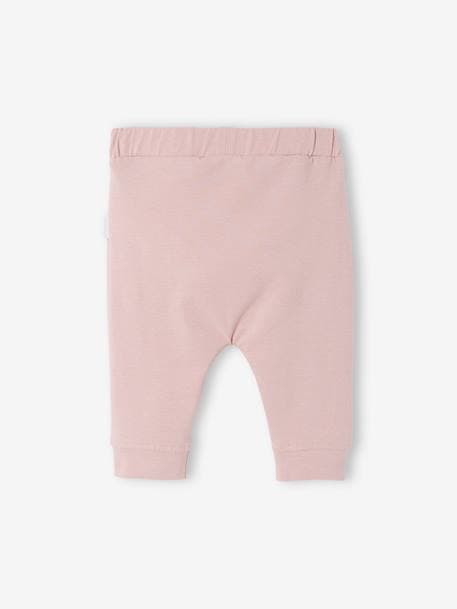 Soft Jersey Knit Trousers for Newborn Babies PINK MEDIUM SOLID+WHITE LIGHT SOLID 2 