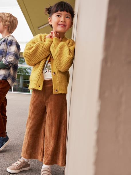 Wide Corduroy Trousers for Girls BROWN MEDIUM SOLID+fir green+plum 