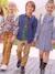 Worker Trousers, Easy to Slip On, for Boys BEIGE MEDIUM SOLID WITH DECOR+lichen+night blue 