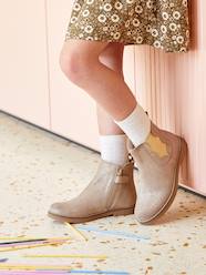 Shoes-Girls Footwear-Leather Boots with Zip & Elastic for Girls