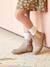 Leather Boots with Zip & Elastic for Girls black+brown+Pink+Shimmery Beige 