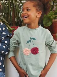 Girls-Tops-T-Shirts-Top with Fancy Motif with Shaggy Rag Details for Girls