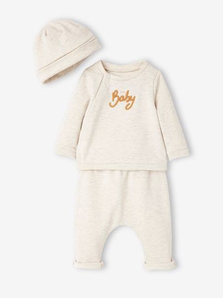 3-Piece Fleece Combo for Babies BEIGE MEDIUM MIXED COLOR+rosy 