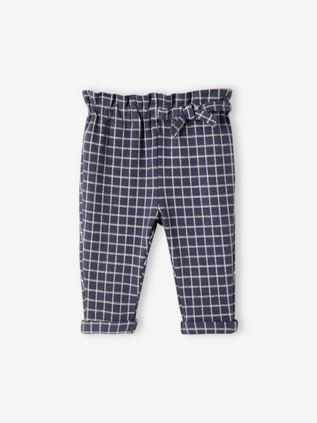 Chequered Fleece Trousers for Babies BLUE DARK CHECKS 