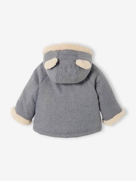 Asymmetric Jacket with Hood, for Babies GREY MEDIUM SOLID 