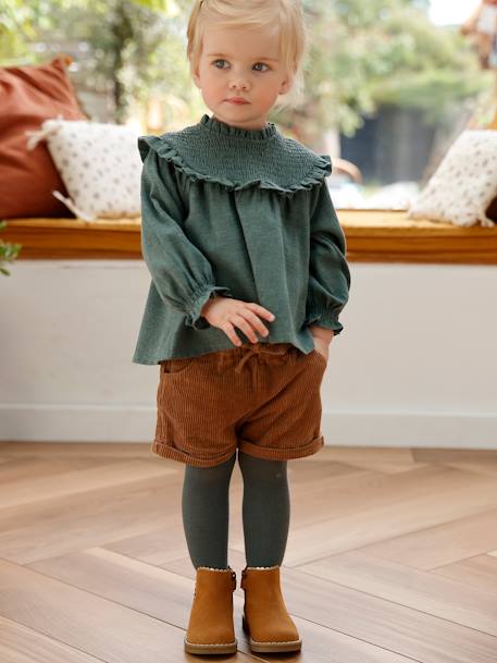 Corduroy Shorts for Baby Girls BLUE DARK SOLID+Camel 