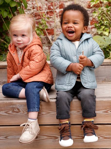 Padded Jacket with Hood for Babies ORANGE DARK SOLID 