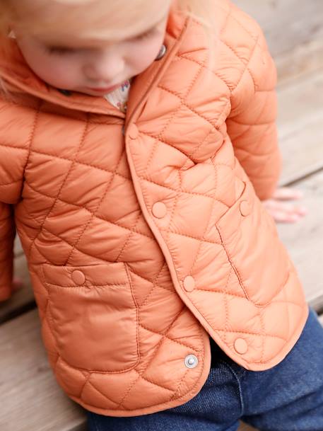 Padded Jacket with Hood for Babies ORANGE DARK SOLID 