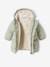 Long Hooded Jacket, Recycled Polyester Padding, for Babies GREEN LIGHT SOLID 