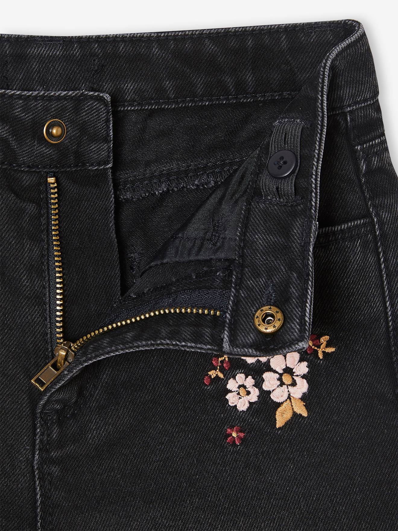 Black sales flower jeans