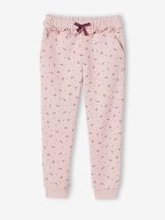 Girls-Trousers-Frilly Joggers with Flower Print for Girls