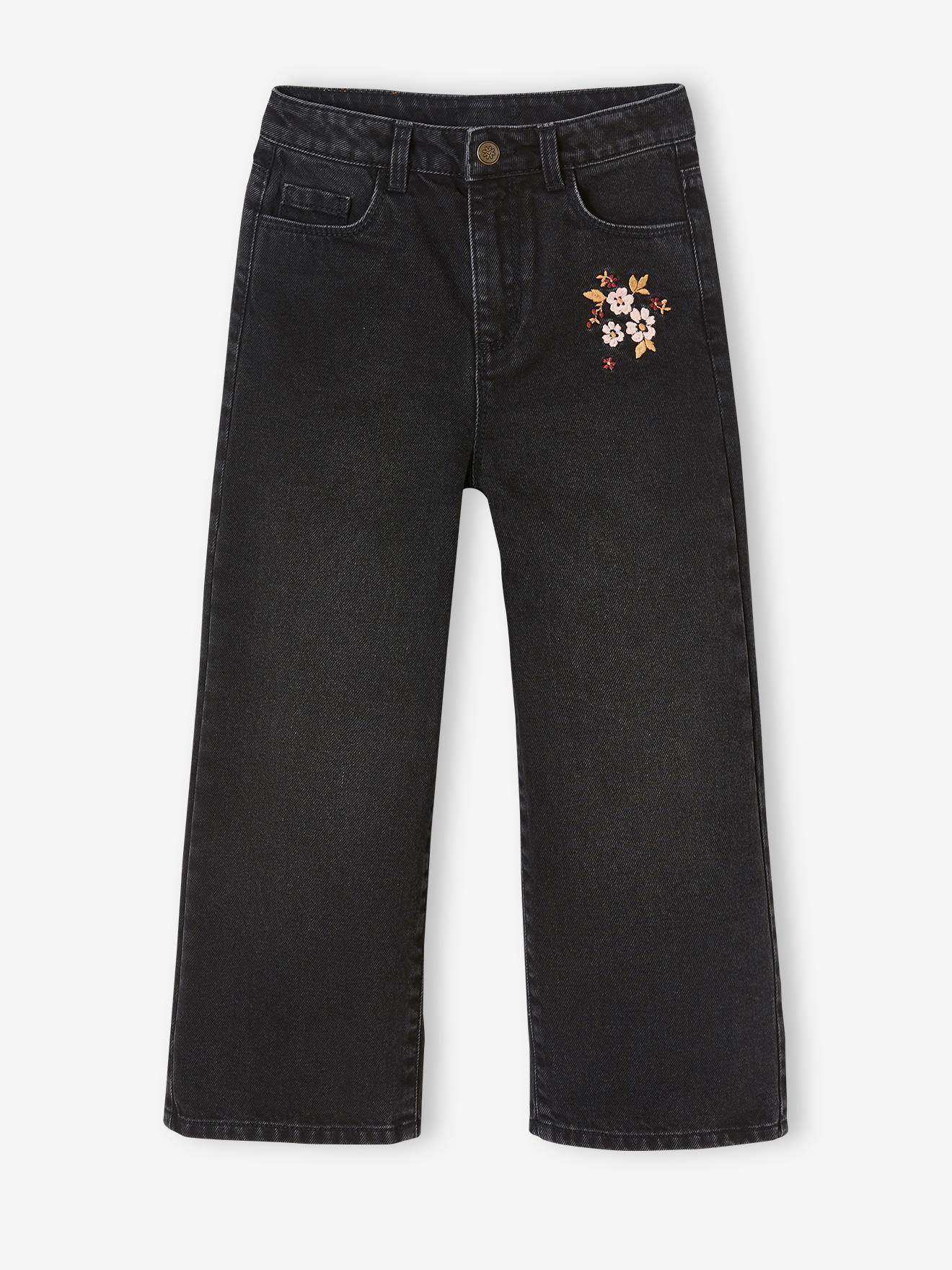 Black best sale flower jeans