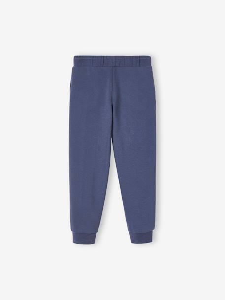 Fleece Joggers for Girls - blue medium solid with design, Girls