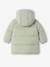 Long Hooded Jacket, Recycled Polyester Padding, for Babies GREEN LIGHT SOLID 