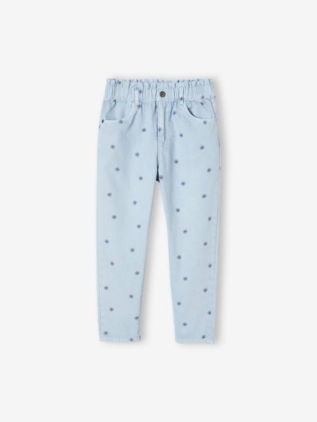 'Paperbag' Trousers with Floral Print for Girls BLUE LIGHT ALL OVER PRINTED+BROWN LIGHT SOLID 