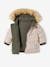 Reversible Parka with Padding in Recycled Polyester, for Babies GREEN MEDIUM SOLID WITH DESIG 