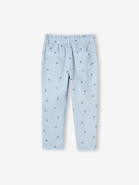 'Paperbag' Trousers with Floral Print for Girls BLUE LIGHT ALL OVER PRINTED+BROWN LIGHT SOLID 