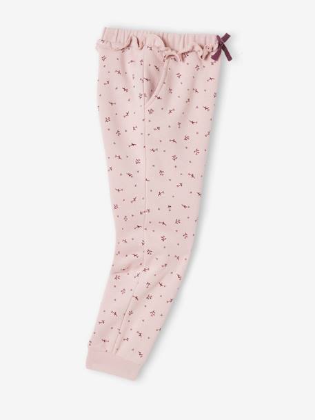 Frilly Joggers with Flower Print for Girls PINK LIGHT ALL OVER PRINTED 