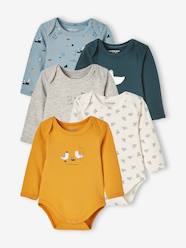 -Pack of 5 Long Sleeve Bodysuits with Cutaway Shoulders for Babies