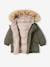 Reversible Parka with Padding in Recycled Polyester, for Babies GREEN MEDIUM SOLID WITH DESIG 