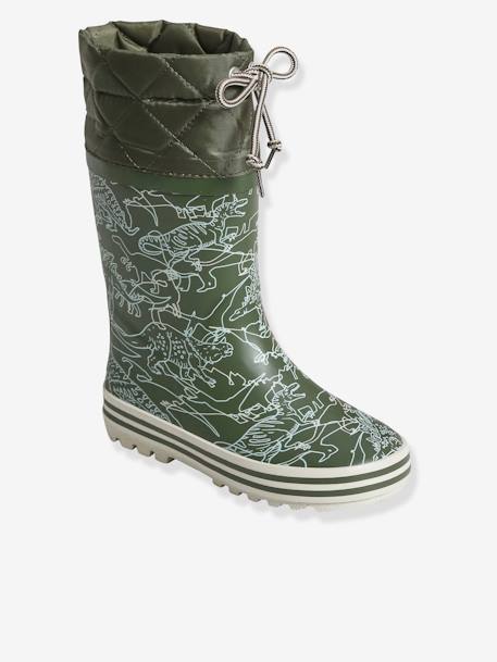 Printed Wellies with Padded Collar for Boys GREEN MEDIUM ALL OVER PRINTED 