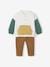 Fleece Sweatshirt + Corduroy Trousers Combo for Babies vanilla+WHITE LIGHT SOLID WITH DESIGN 