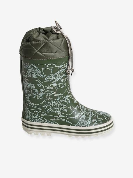 Printed Wellies with Padded Collar for Boys GREEN MEDIUM ALL OVER PRINTED 