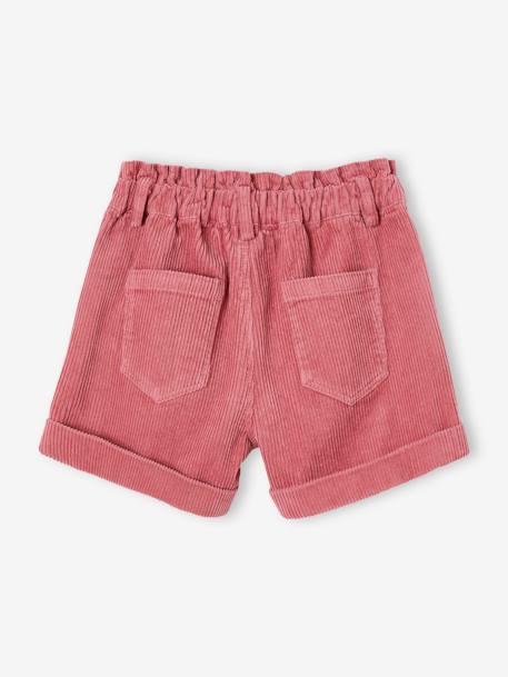 Paperbag Corduroy Shorts for Girls BROWN MEDIUM SOLID+dusky pink+PINK MEDIUM SOLID 