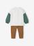 Fleece Sweatshirt + Corduroy Trousers Combo for Babies vanilla+WHITE LIGHT SOLID WITH DESIGN 