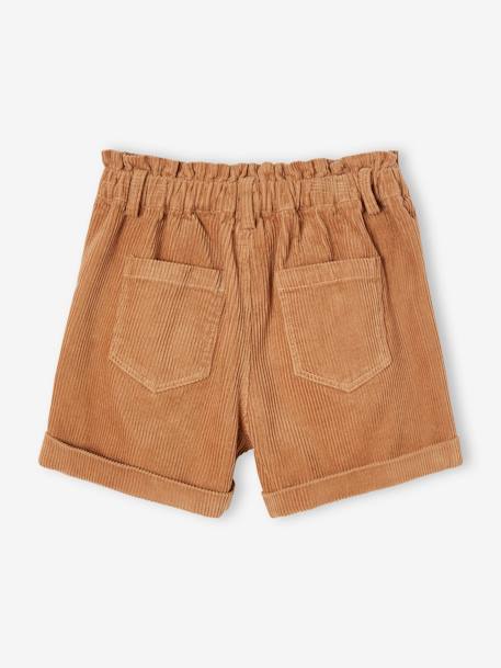 Paperbag Corduroy Shorts for Girls BROWN MEDIUM SOLID+dusky pink+PINK MEDIUM SOLID 