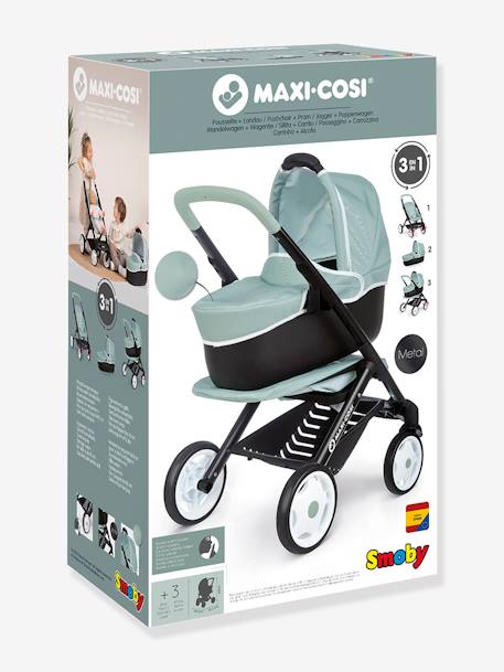 3-in-1 Maxi Cosi Pushchair with Carrycot - SMOBY green+rose 