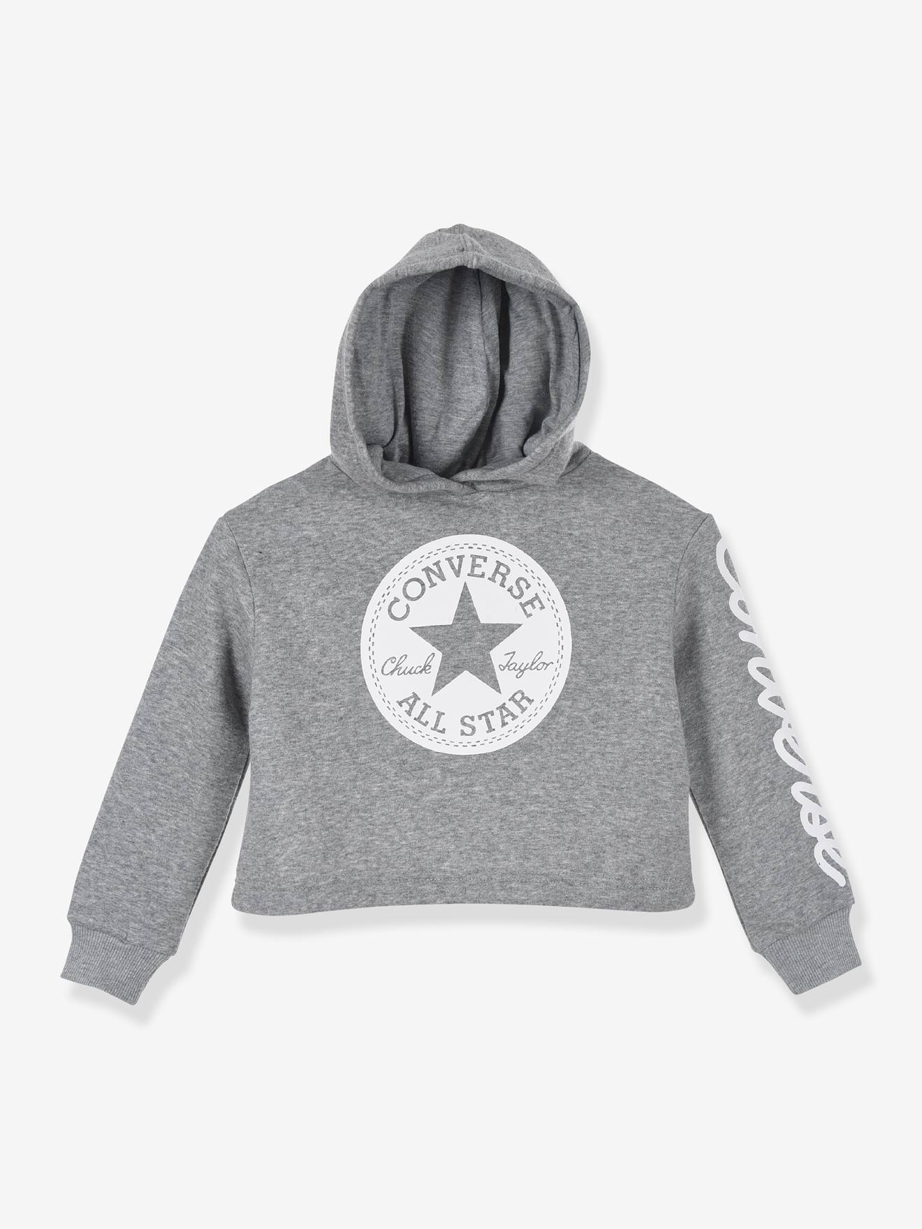 Chuck Patch Cropped Hoodie by CONVERSE - grey